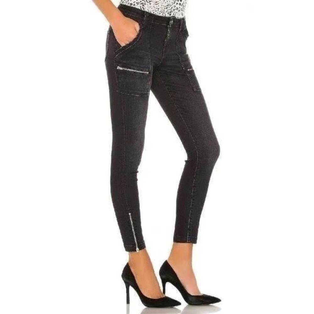 NWT Joie Denim Park Skinny E Jeans Noir Black Mid Rise Crop Zip Ankle Size 28